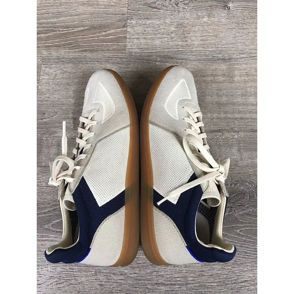 Rothys RS01 Blue And Cream Men's Lace Up Shoes Size 12 Casual knit sneakers